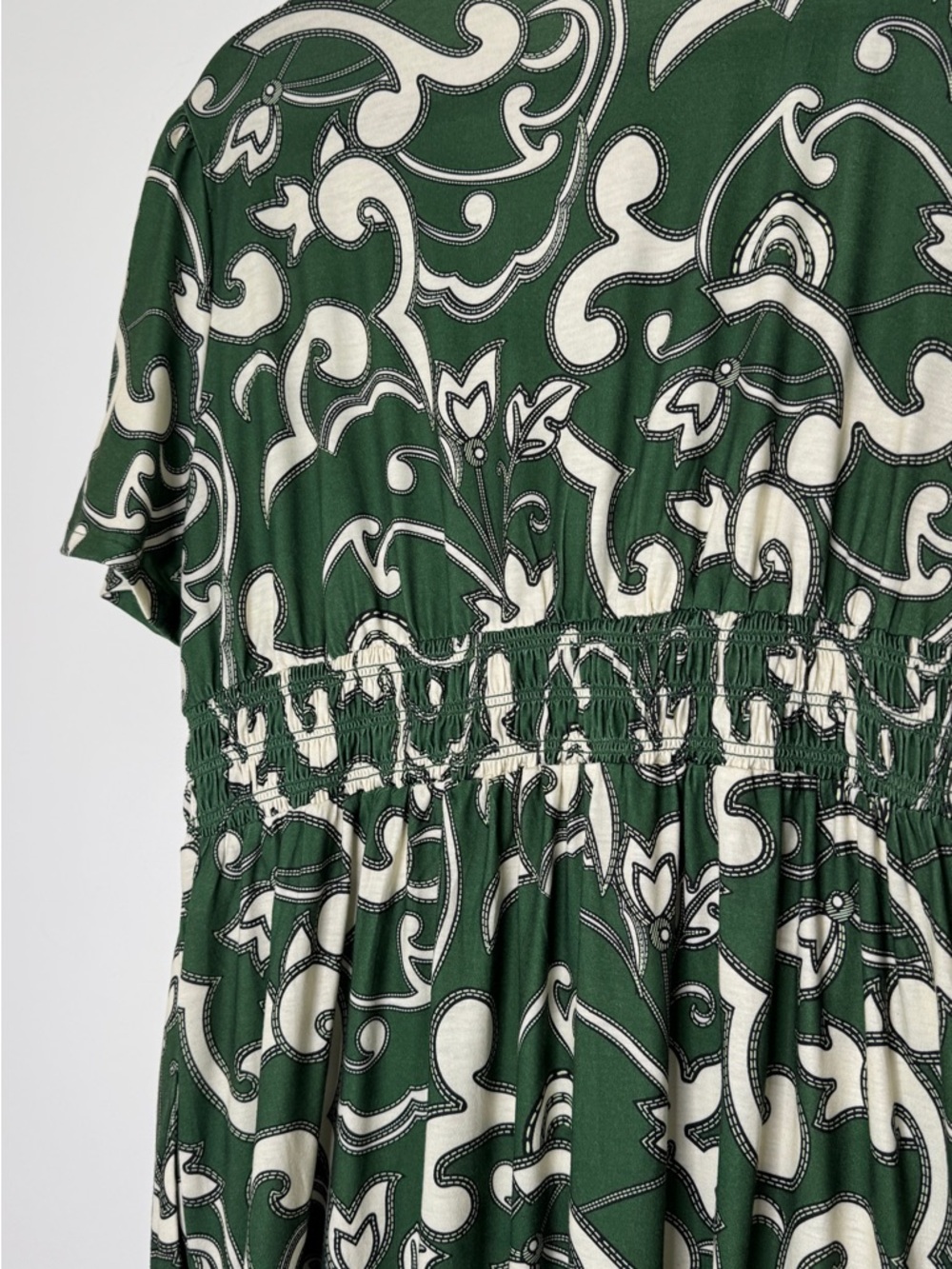 Amazon Green and Cream Floral-Print Midi Dress XL - Picture 6 of 7